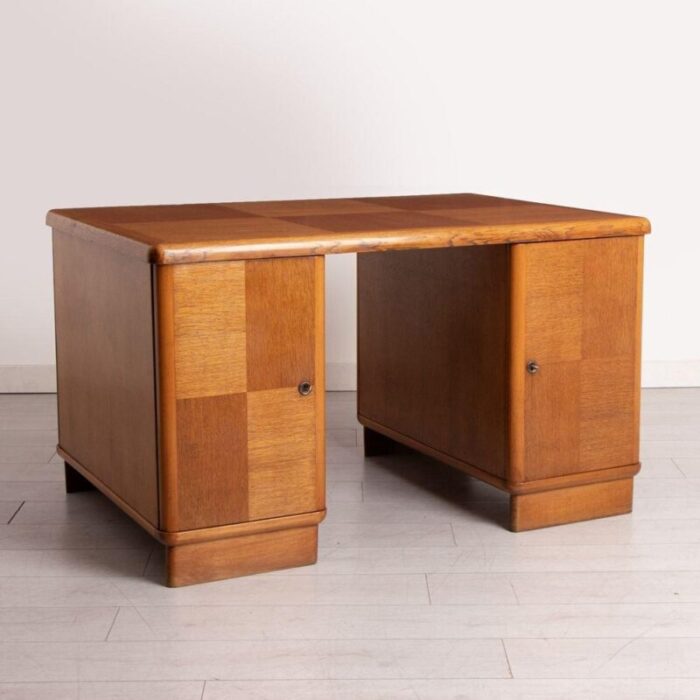 art deco partners desk in harlequin oak and golden oak 1930 9646