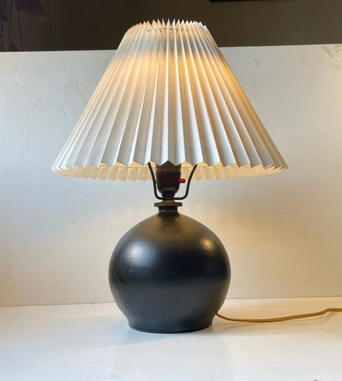 art deco table lamp in satin black ceramic from aluminia 1920s 2