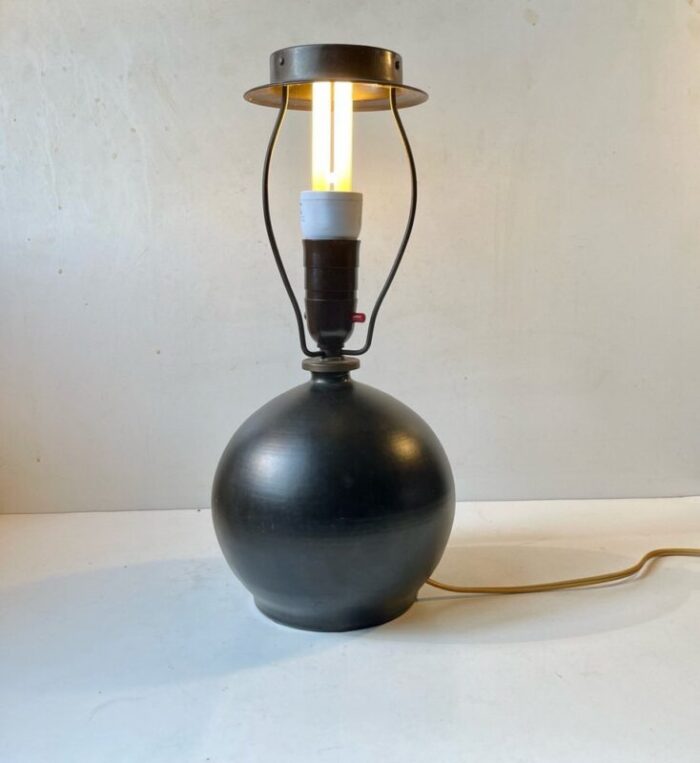 art deco table lamp in satin black ceramic from aluminia 1920s 4