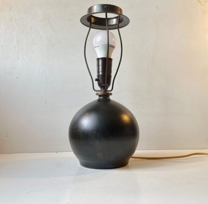 art deco table lamp in satin black ceramic from aluminia 1920s 5