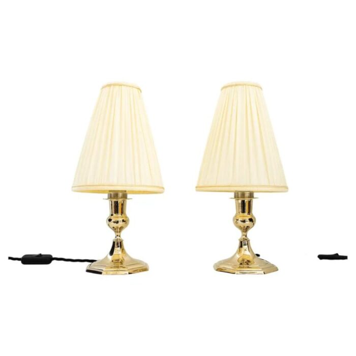 art deco viennese table lamps with fabric shades 1920s set of 2 1