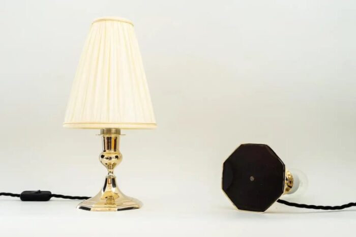 art deco viennese table lamps with fabric shades 1920s set of 2 3