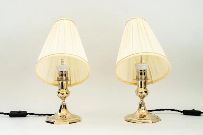 art deco viennese table lamps with fabric shades 1920s set of 2 7