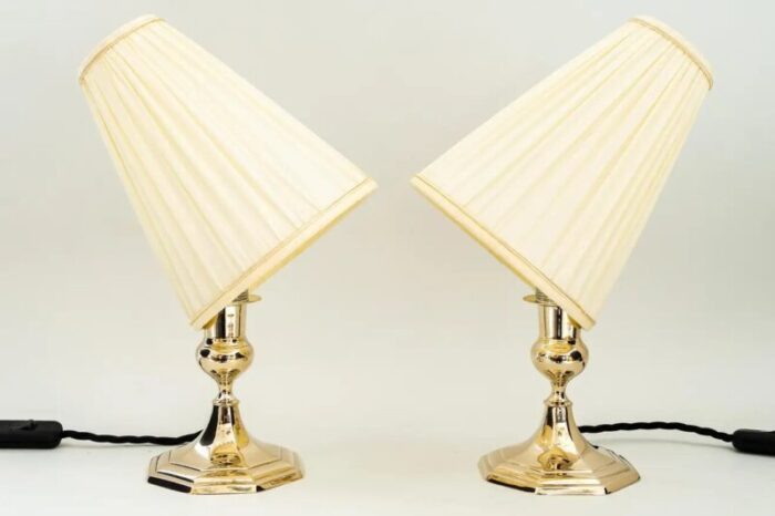 art deco viennese table lamps with fabric shades 1920s set of 2 8