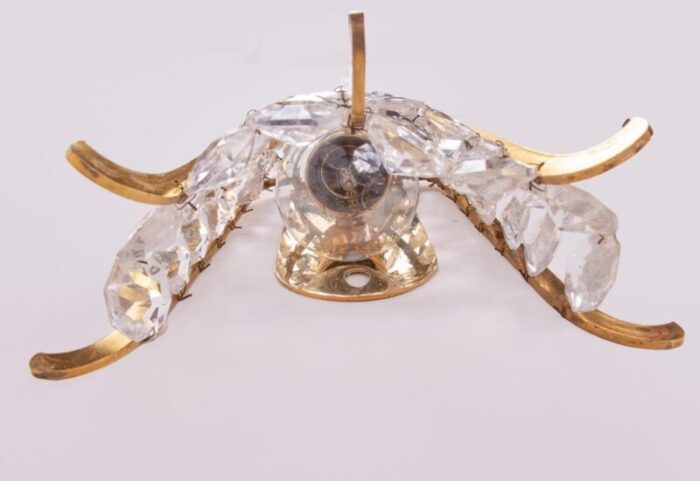 austria faceted crystals brass wall sconces from bakalowits 1960 set of 2 8