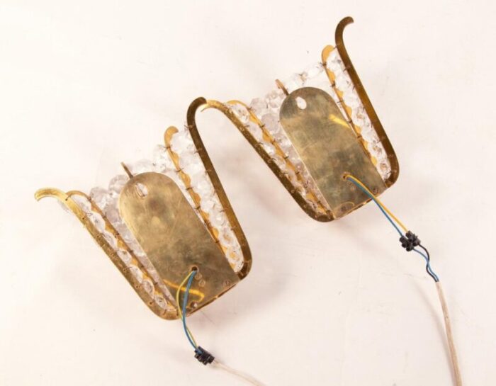 austria faceted crystals brass wall sconces from bakalowits 1960 set of 2 9