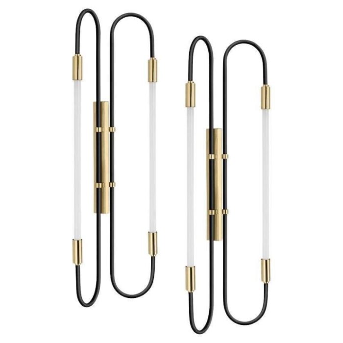 back and brass neon double 170 wall lamps by magic circus editions 1