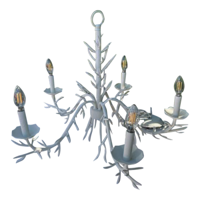 ballard designs white coastal iron coral 5 light chandelier 7649