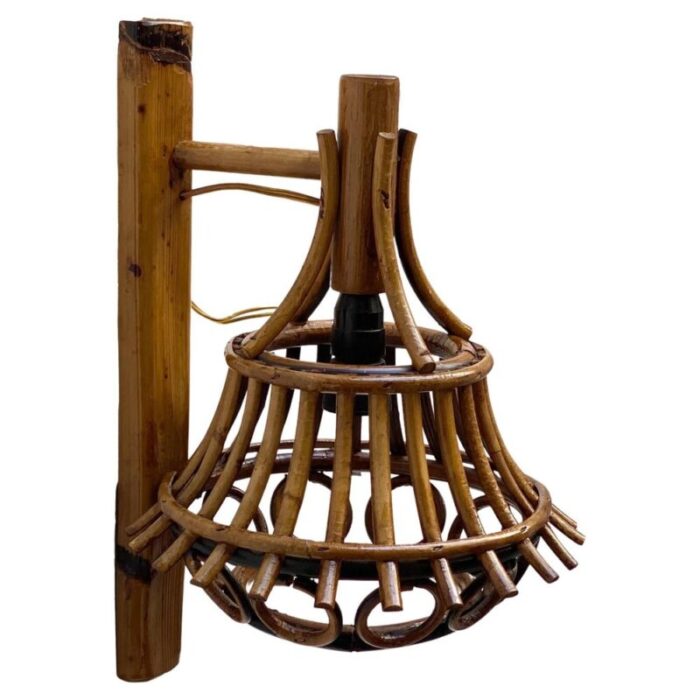 bamboo and rattan wall lamp in the style of louis sognot italy 1960s 1