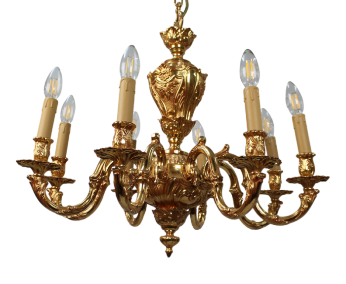 baroque 6 arm ormolu chandeliers 1980s set of 2 0552