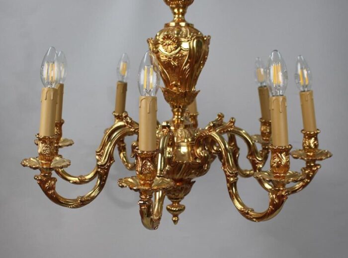 baroque 6 arm ormolu chandeliers 1980s set of 2 4059