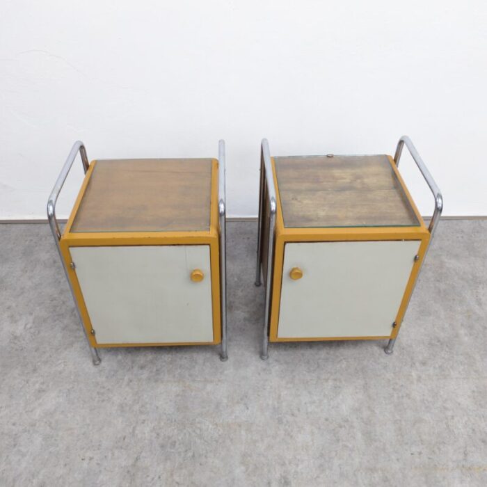 bauhaus tubular steel nightstands by hynek gottwald 1930s set of 2 0054