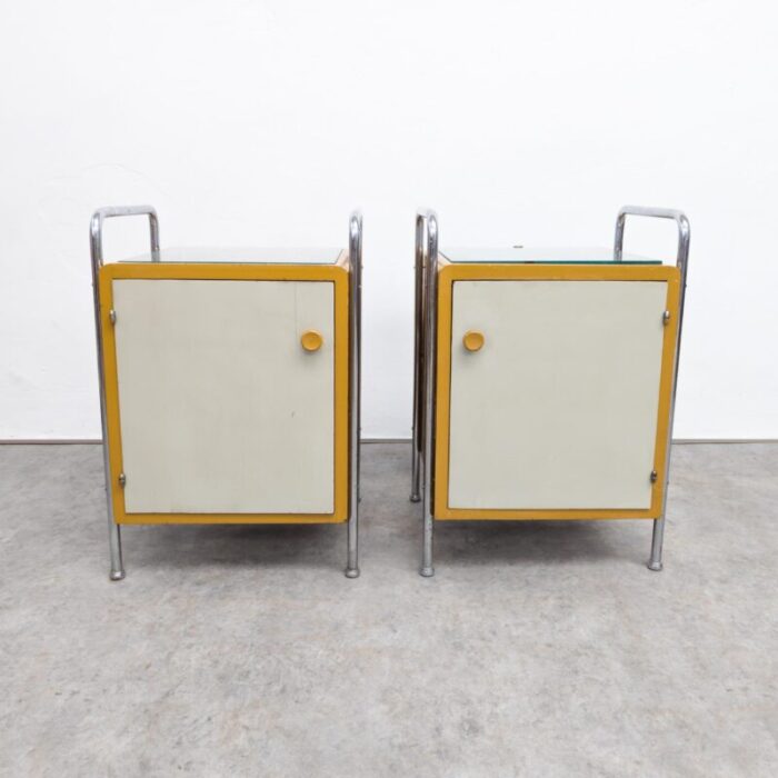 bauhaus tubular steel nightstands by hynek gottwald 1930s set of 2 0908