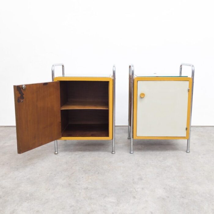 bauhaus tubular steel nightstands by hynek gottwald 1930s set of 2 3320