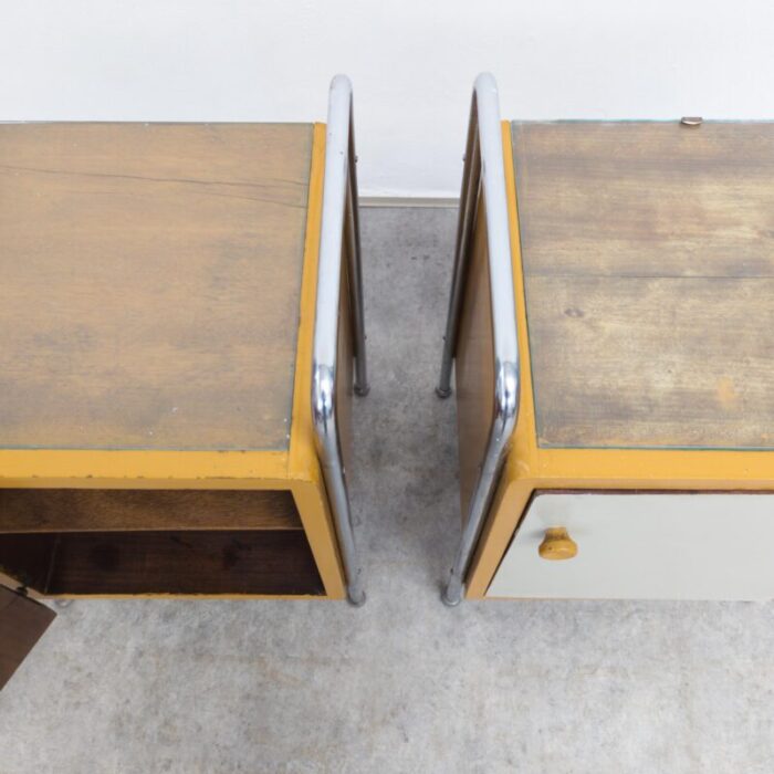 bauhaus tubular steel nightstands by hynek gottwald 1930s set of 2 5458