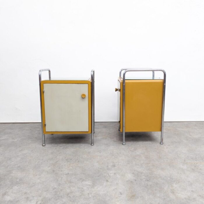 bauhaus tubular steel nightstands by hynek gottwald 1930s set of 2 6323