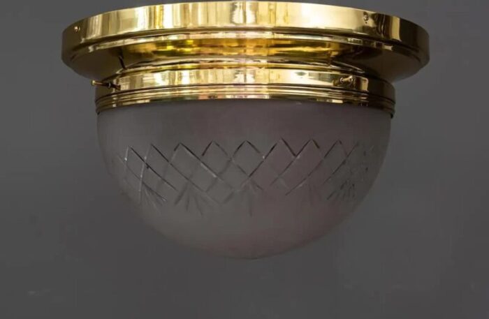 big art deco ceiling lamp with cut glass 1920s 1