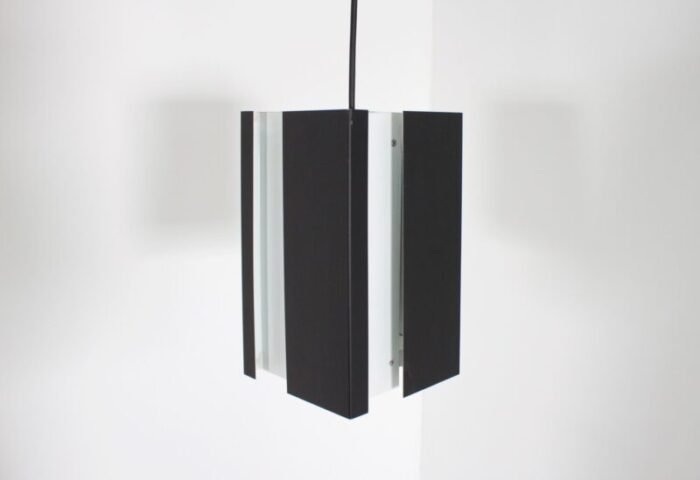 black and white metal pendant lamp by jan hoogervorst for anvia 1960s 2