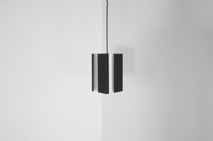 black and white metal pendant lamp by jan hoogervorst for anvia 1960s 3