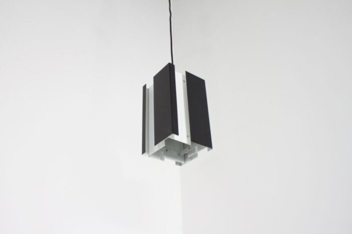 black and white metal pendant lamp by jan hoogervorst for anvia 1960s 4