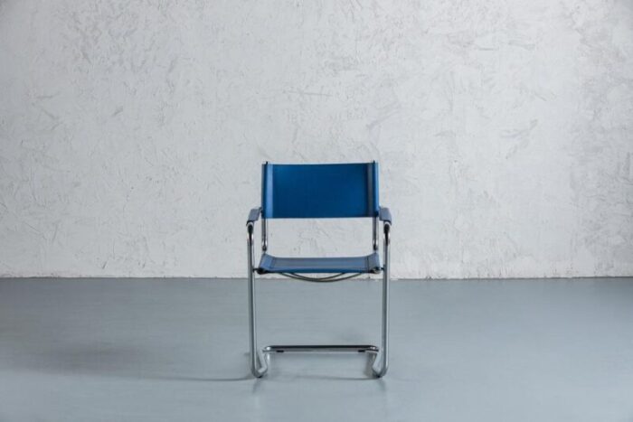 blue leather chair from mart stam 1970s 0684