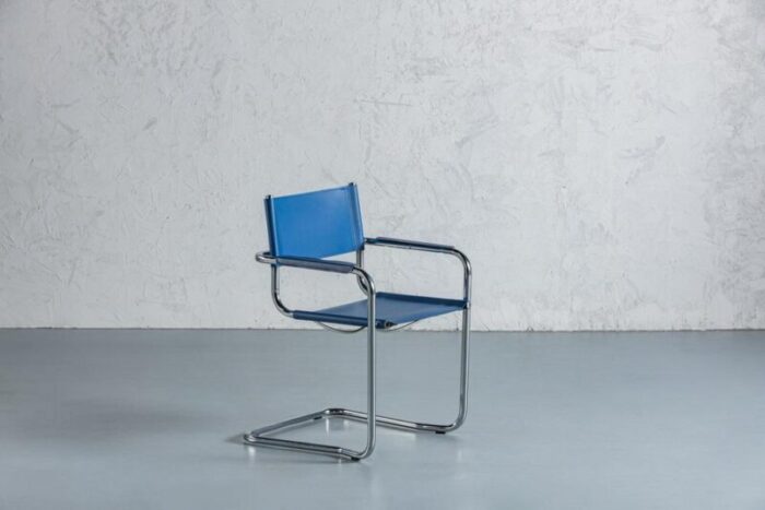 blue leather chair from mart stam 1970s 5277