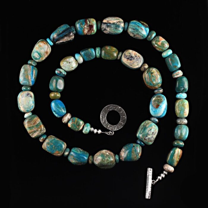 blue peruvian opal nugget necklace 5563