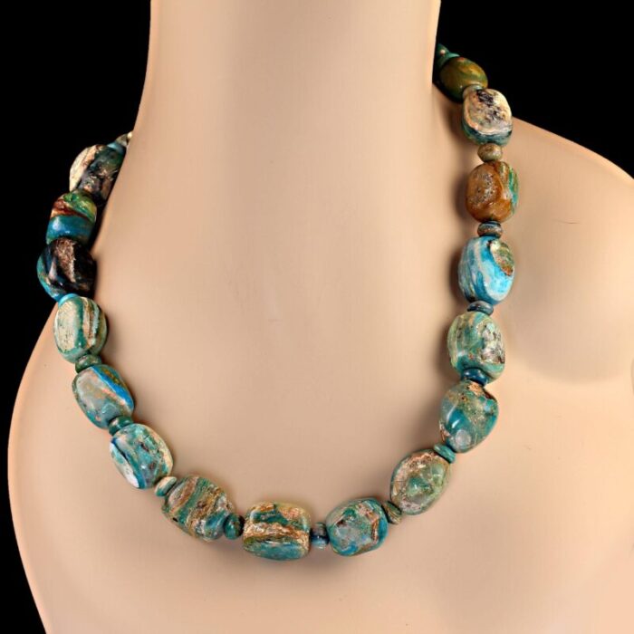 blue peruvian opal nugget necklace 6660