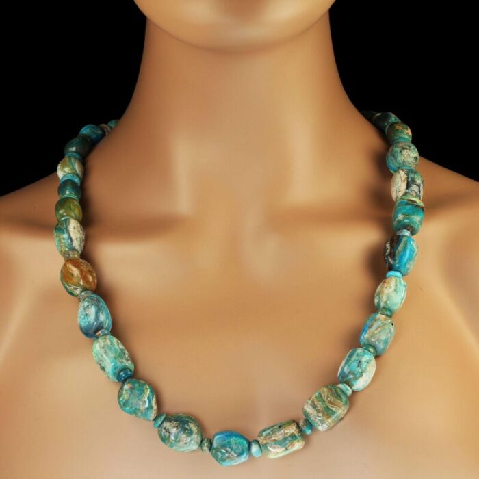 blue peruvian opal nugget necklace 8782