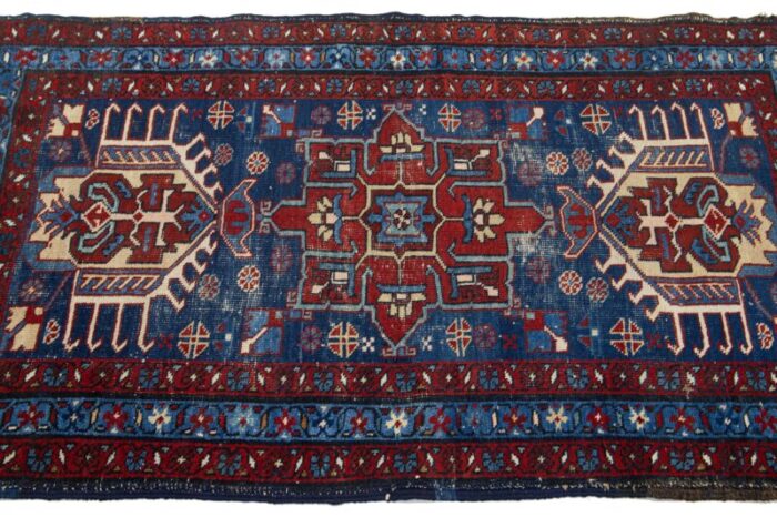 blue scatter wool rug persian heriz with medallion motif 0172