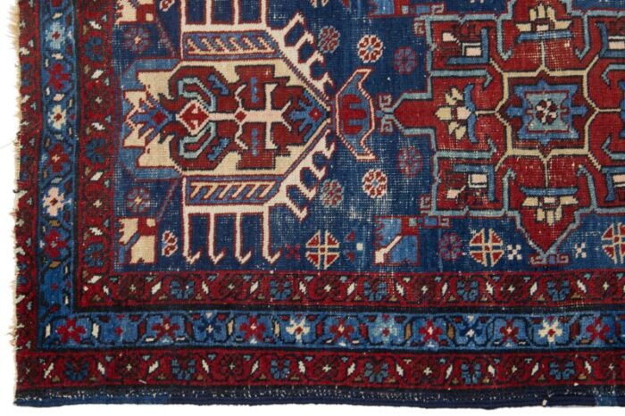 blue scatter wool rug persian heriz with medallion motif 1315