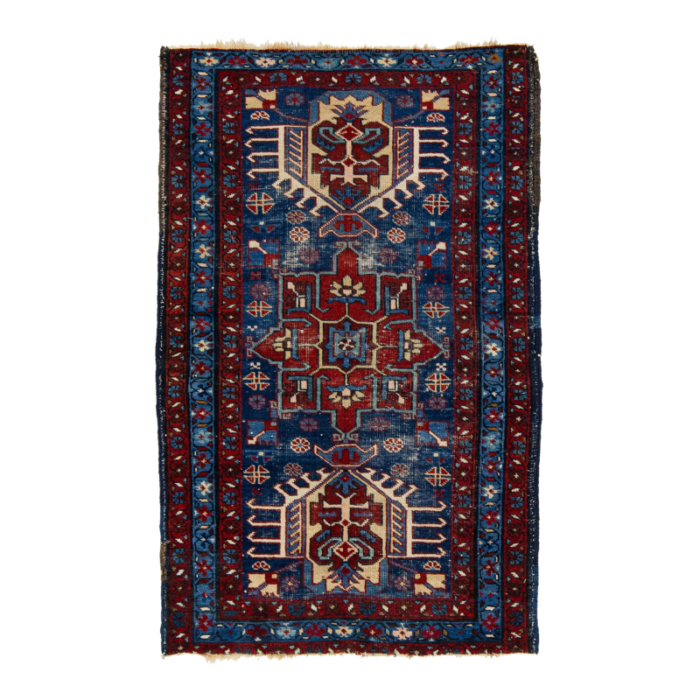 blue scatter wool rug persian heriz with medallion motif 5958