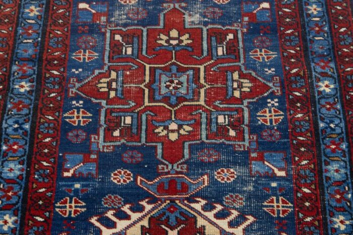 blue scatter wool rug persian heriz with medallion motif 6283