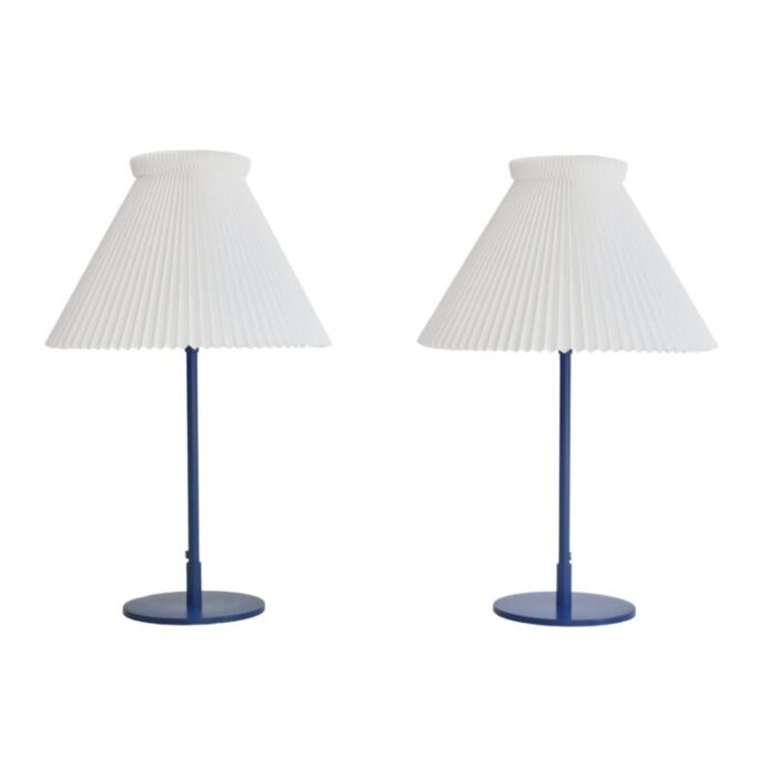 blue table lamps by flemming agger for le klint 1970s set of 2 1