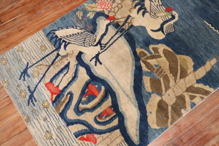 blue tibetan antique rug 3 x 51 4270