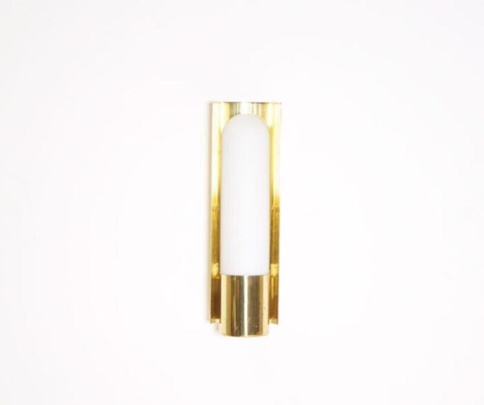 brass and opaline sconce from glashuette limburg 1970s 3