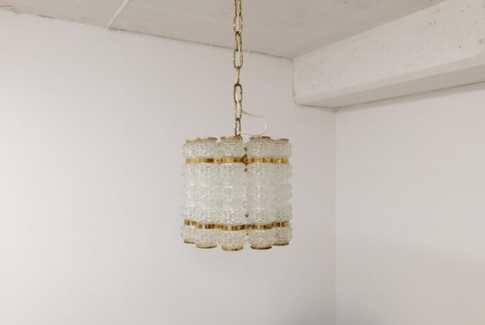 brass crystal cylinder chandelier by tyringe for orrefors sweden 10