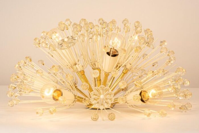 brass crystal flush mount by emil stejnar for rupert nikoll austria 1960s 6