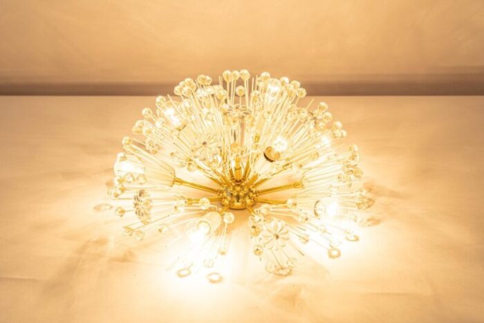 brass crystal flush mount by emil stejnar for rupert nikoll austria 1960s 9