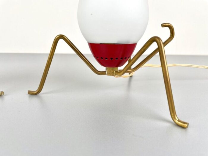 brass opaline glass spider table lamp italy 1950s set of 2 8