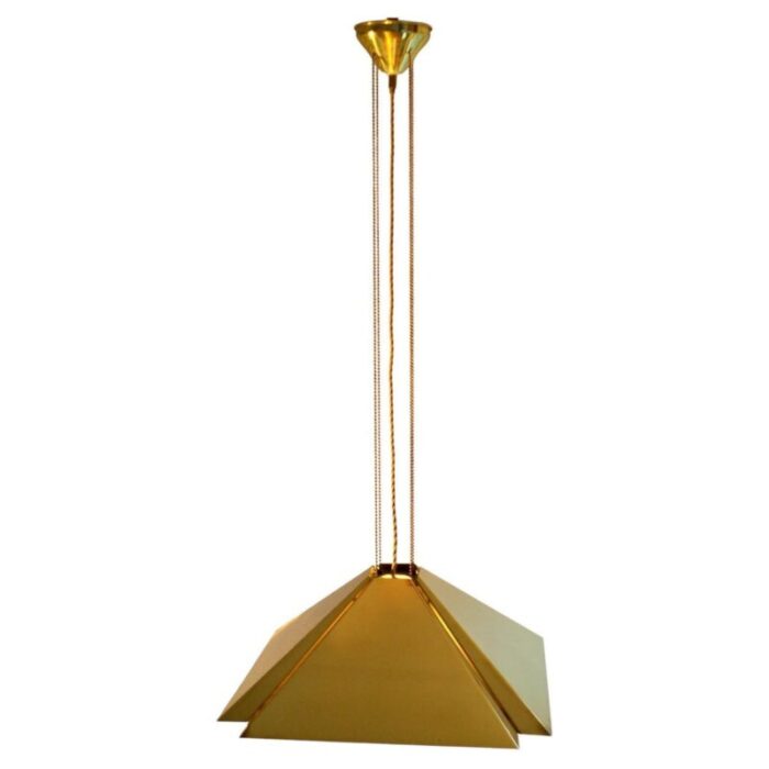 brass square adjustable pendant from dijkstra 1970s 1