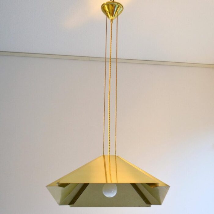 brass square adjustable pendant from dijkstra 1970s 5