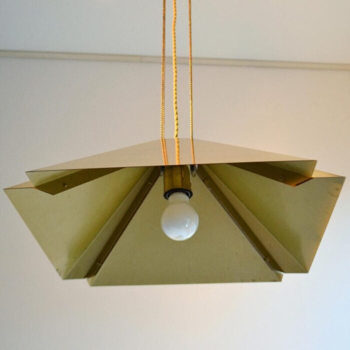 brass square adjustable pendant from dijkstra 1970s 6