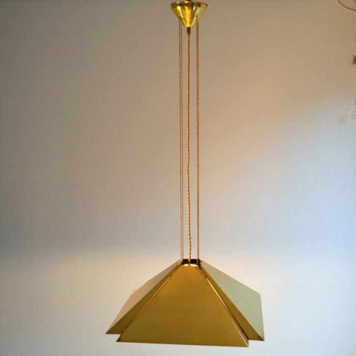 brass square adjustable pendant from dijkstra 1970s 7