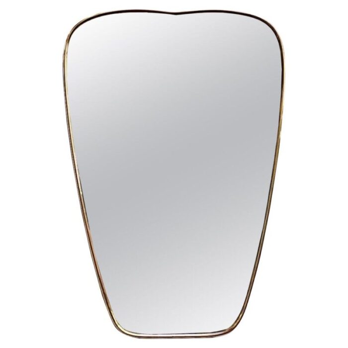 brass wall shield mirror italy 1960s 9864