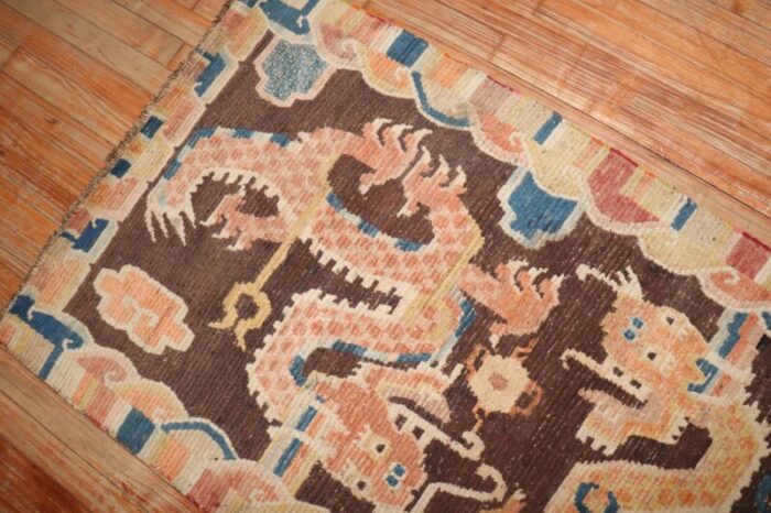 brown dragon early 20th century tibetan rug 29 x 41 0066