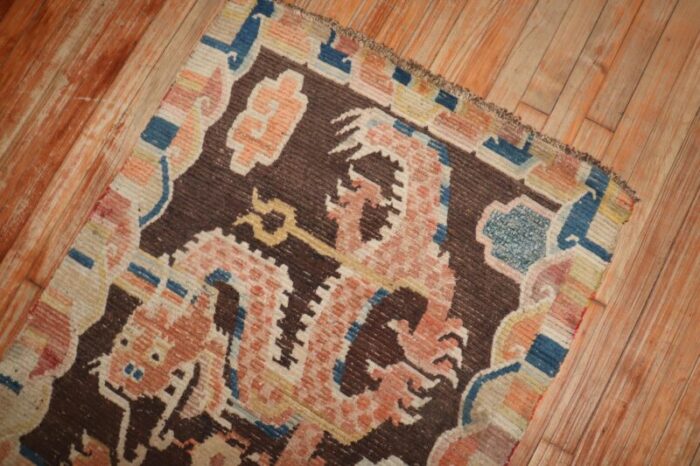 brown dragon early 20th century tibetan rug 29 x 41 2241