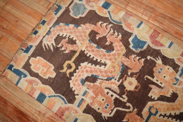 brown dragon early 20th century tibetan rug 29 x 41 4104