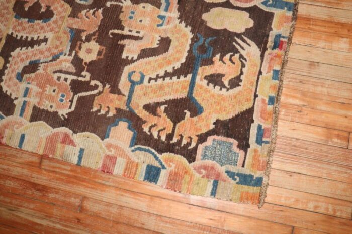 brown dragon early 20th century tibetan rug 29 x 41 6288