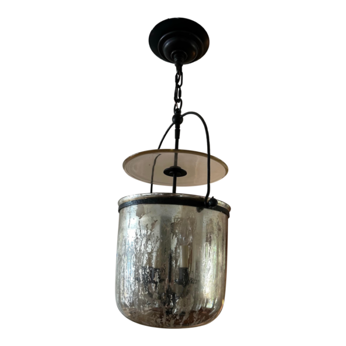 chapman and myers for visual comfort signature lorford smoke bell lantern in aged iron with mercury glass small 2806